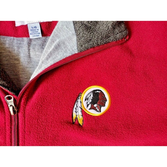 Washington Redskins NFL Men's Size L Fleece Jacket Red Full Zip Lined Retired - Picture 4 of 8